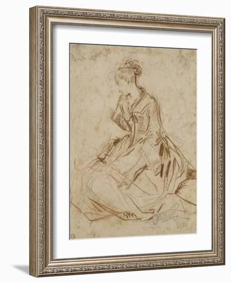 Jeune femme et deux enfants-Jean Antoine Watteau-Framed Giclee Print