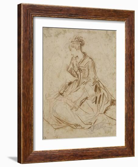 Jeune femme et deux enfants-Jean Antoine Watteau-Framed Giclee Print