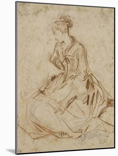 Jeune femme et deux enfants-Jean Antoine Watteau-Mounted Giclee Print