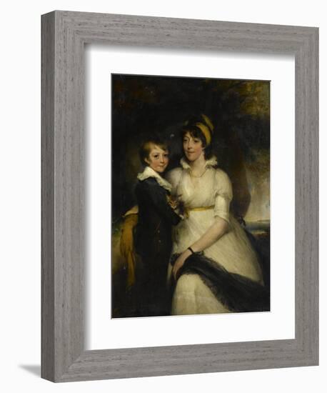 Jeune femme et petit garçon tenant un chat-John Hoppner-Framed Giclee Print