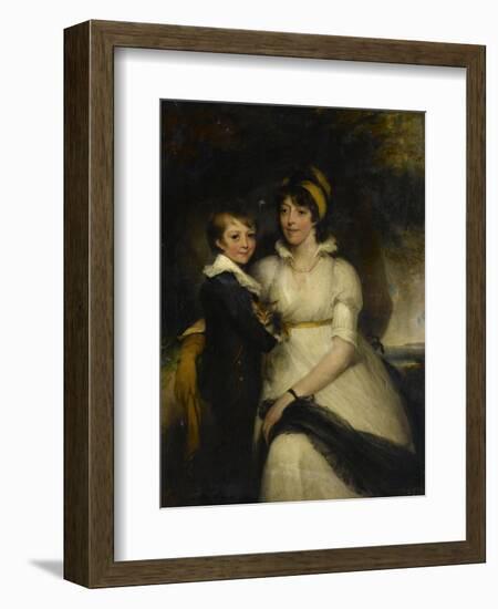 Jeune femme et petit garçon tenant un chat-John Hoppner-Framed Giclee Print