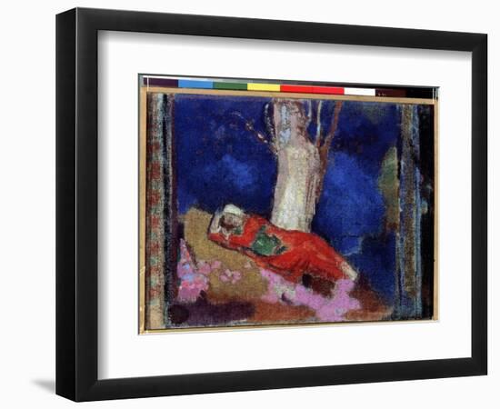 Jeune Femme Etendue Sous Un Arbre  (A Woman Lying under the Tree) Peinture D'odilon Redon (1840-19-Odilon Redon-Framed Giclee Print