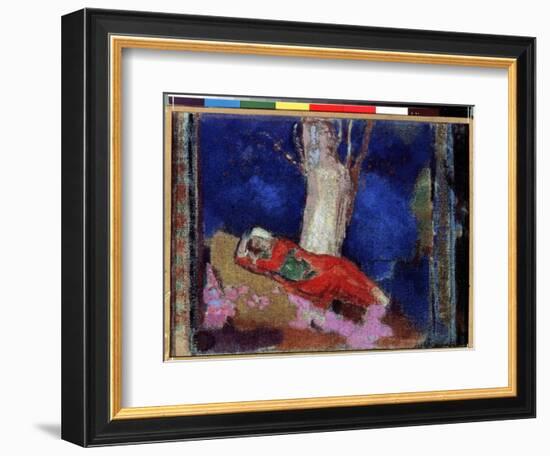 Jeune Femme Etendue Sous Un Arbre  (A Woman Lying under the Tree) Peinture D'odilon Redon (1840-19-Odilon Redon-Framed Giclee Print