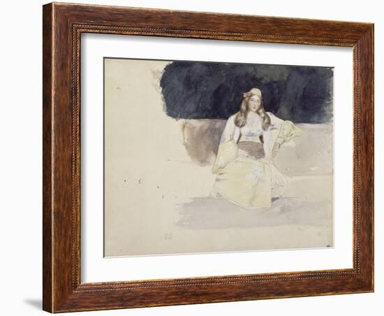 Jeune femme juive assise-Eugene Delacroix-Framed Giclee Print