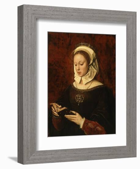 Jeune femme lisant un livre d'heures-Ambrosius Benson-Framed Giclee Print