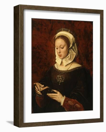 Jeune femme lisant un livre d'heures-Ambrosius Benson-Framed Giclee Print