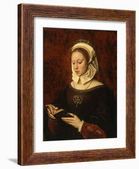 Jeune femme lisant un livre d'heures-Ambrosius Benson-Framed Giclee Print