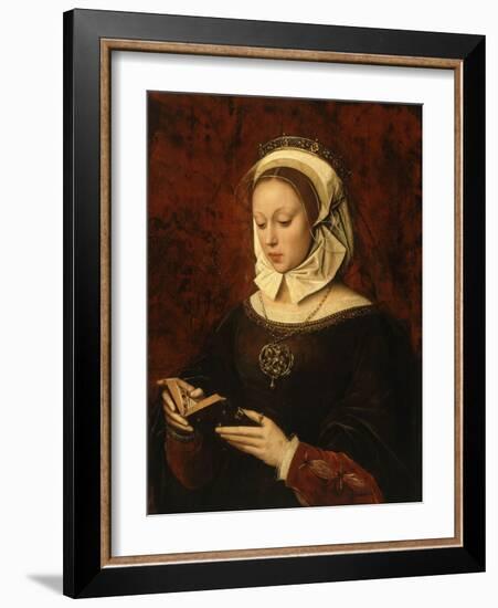 Jeune femme lisant un livre d'heures-Ambrosius Benson-Framed Giclee Print