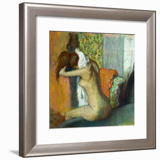 Jeune femme se sechant la nuque, 1895 Young woman drying her neck. RF 4044.-Edgar Degas-Framed Giclee Print