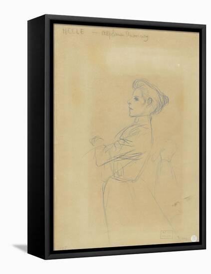 Jeune femme, vue à mi-corps, et croquis de sa silhouette-Théophile Alexandre Steinlen-Framed Premier Image Canvas