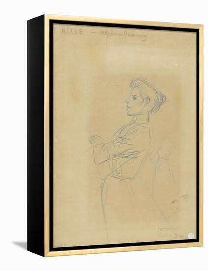 Jeune femme, vue à mi-corps, et croquis de sa silhouette-Théophile Alexandre Steinlen-Framed Premier Image Canvas