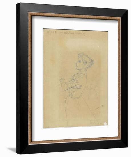 Jeune femme, vue à mi-corps, et croquis de sa silhouette-Théophile Alexandre Steinlen-Framed Giclee Print