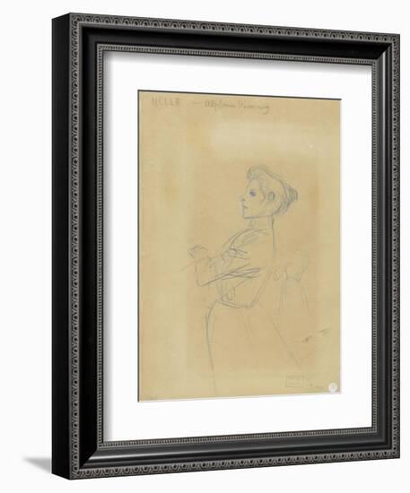 Jeune femme, vue à mi-corps, et croquis de sa silhouette-Théophile Alexandre Steinlen-Framed Giclee Print