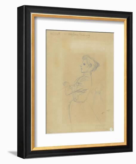 Jeune femme, vue à mi-corps, et croquis de sa silhouette-Théophile Alexandre Steinlen-Framed Giclee Print