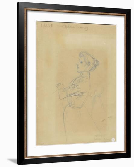 Jeune femme, vue à mi-corps, et croquis de sa silhouette-Théophile Alexandre Steinlen-Framed Giclee Print