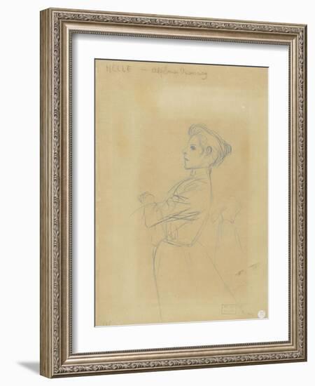 Jeune femme, vue à mi-corps, et croquis de sa silhouette-Théophile Alexandre Steinlen-Framed Giclee Print