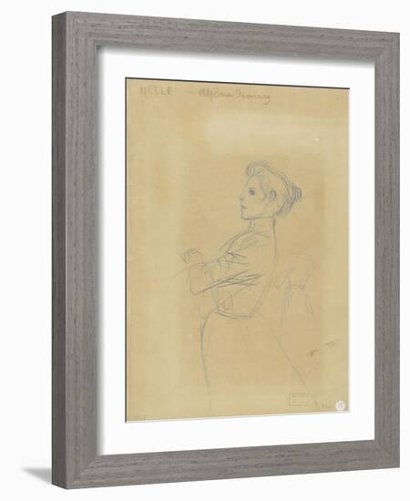 Jeune femme, vue à mi-corps, et croquis de sa silhouette-Théophile Alexandre Steinlen-Framed Giclee Print