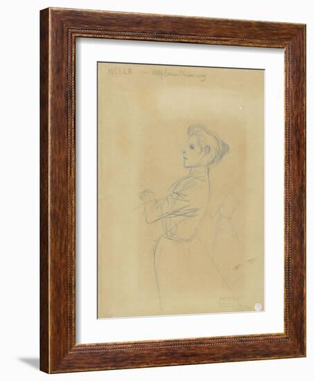 Jeune femme, vue à mi-corps, et croquis de sa silhouette-Théophile Alexandre Steinlen-Framed Giclee Print