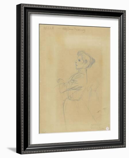 Jeune femme, vue à mi-corps, et croquis de sa silhouette-Théophile Alexandre Steinlen-Framed Giclee Print