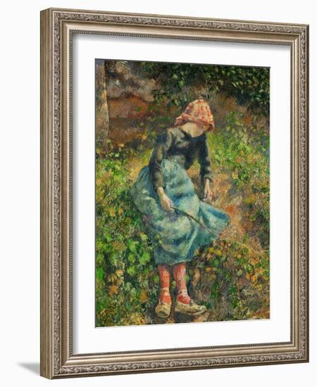 Jeune Fille a La Baguette Ou La Bergere, 1881-Camille Pissarro-Framed Giclee Print