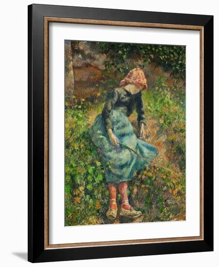 Jeune Fille a La Baguette Ou La Bergere, 1881-Camille Pissarro-Framed Giclee Print