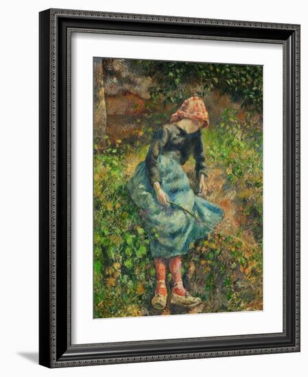 Jeune Fille a La Baguette Ou La Bergere, 1881-Camille Pissarro-Framed Giclee Print