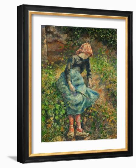 Jeune Fille a La Baguette Ou La Bergere, 1881-Camille Pissarro-Framed Giclee Print