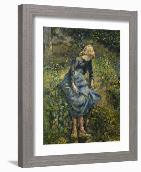 Jeune fille à la baguette-Camille Pissarro-Framed Giclee Print