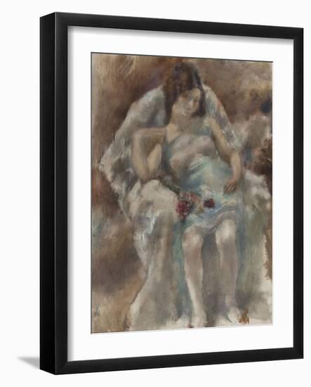 Jeune fille assise aux fleurs-Jules Pascin-Framed Giclee Print