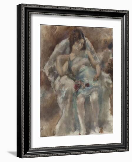 Jeune fille assise aux fleurs-Jules Pascin-Framed Giclee Print