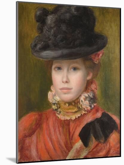 Jeune Fille Au Chapeau Noir Et Fleur Rouge - Girl in Black Hat with Red Flowers Par Renoir, Pierre-Pierre Auguste Renoir-Mounted Giclee Print