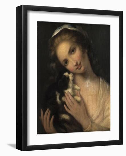 Jeune fille au chat-null-Framed Giclee Print