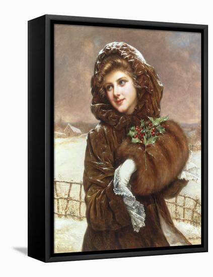 Jeune Fille au Manchon et a la Branche de Houx-Francois Martin-kavel-Framed Premier Image Canvas