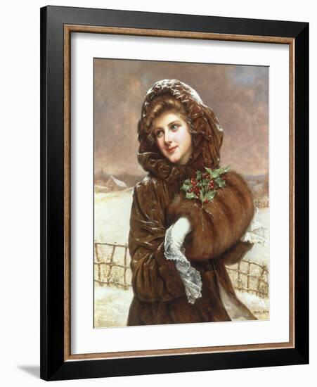 Jeune Fille au Manchon et a la Branche de Houx-Francois Martin-kavel-Framed Giclee Print