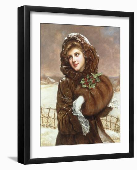 Jeune Fille au Manchon et a la Branche de Houx-Francois Martin-kavel-Framed Giclee Print