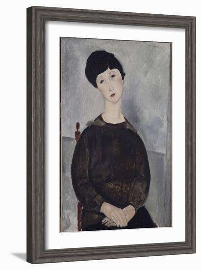 Jeune fille brune, assise-Amedeo Modigliani-Framed Giclee Print