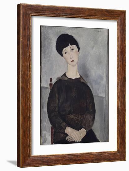 Jeune fille brune, assise-Amedeo Modigliani-Framed Giclee Print