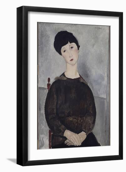 Jeune fille brune, assise-Amedeo Modigliani-Framed Giclee Print