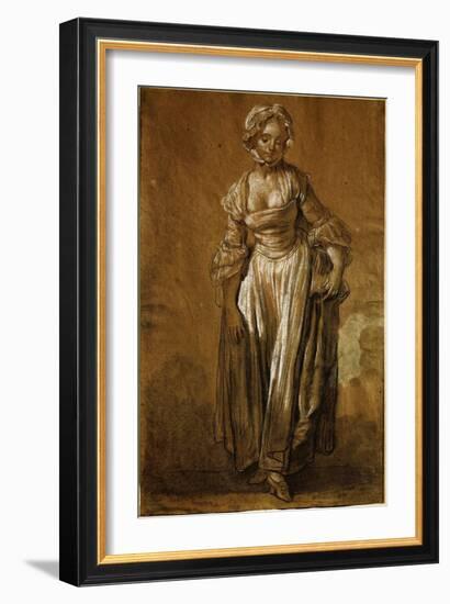 Jeune Fille Debout (Young Girl Standing), Drawing-Jean-Baptiste Greuze-Framed Giclee Print