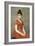 Jeune fille en robe rouge sur fond de fleurs-Emile Levy-Framed Giclee Print