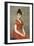 Jeune fille en robe rouge sur fond de fleurs-Emile Levy-Framed Giclee Print