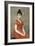 Jeune fille en robe rouge sur fond de fleurs-Emile Levy-Framed Giclee Print