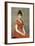 Jeune fille en robe rouge sur fond de fleurs-Emile Levy-Framed Giclee Print