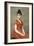 Jeune fille en robe rouge sur fond de fleurs-Emile Levy-Framed Giclee Print