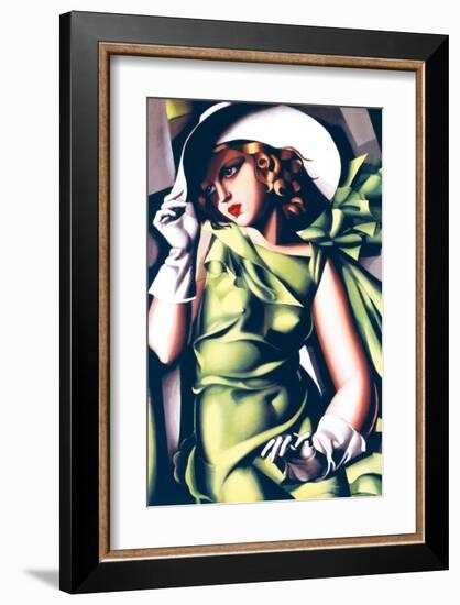 Jeune Fille en Vert-Tamara de Lempicka-Framed Premium Giclee Print