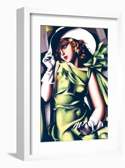 Jeune Fille en Vert-Tamara de Lempicka-Framed Premium Giclee Print