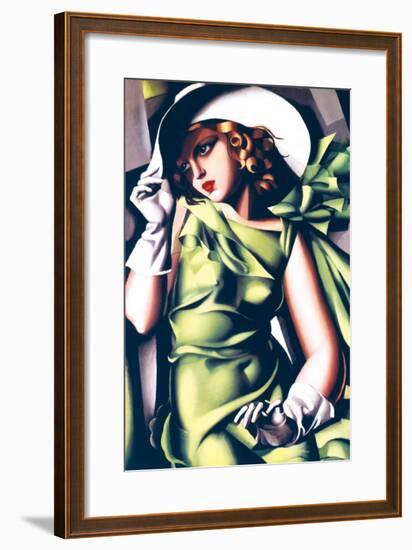 Jeune Fille en Vert-Tamara de Lempicka-Framed Premium Giclee Print