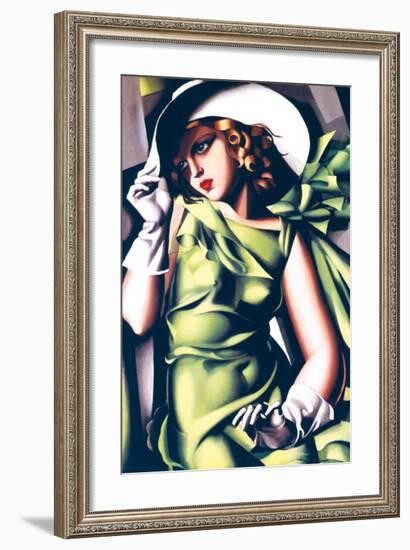 Jeune Fille en Vert-Tamara de Lempicka-Framed Premium Giclee Print