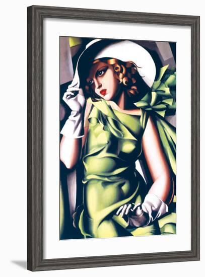 Jeune Fille en Vert-Tamara de Lempicka-Framed Premium Giclee Print