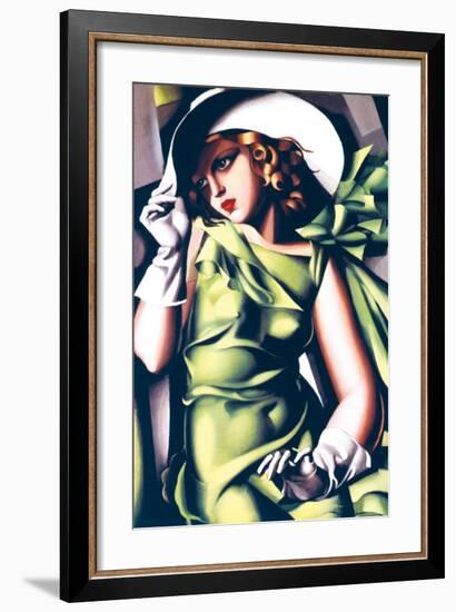 Jeune Fille en Vert-Tamara de Lempicka-Framed Premium Giclee Print